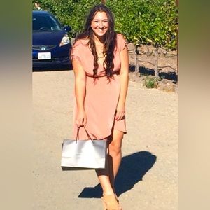 Pink faux wrap dress